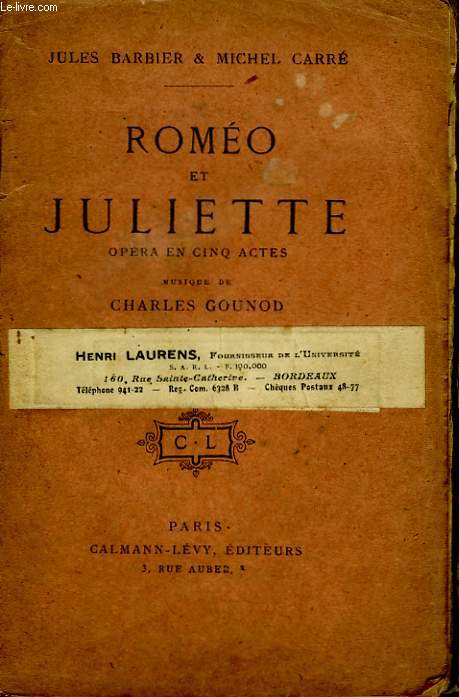 ROMEO ET JULIETTE. OPERA EN 5 ACTES.