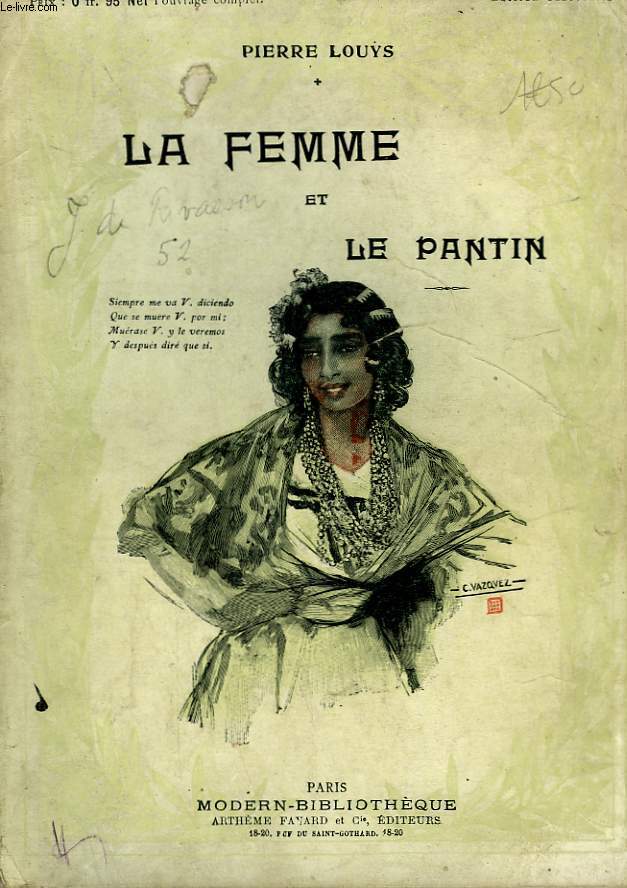 LA FEMME ET LE PANTIN. COLLECTION MODERN BIBLIOTHEQUE.