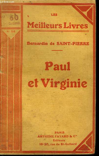 PAUL ET VIRGINIE. COLLECTION : LES MEILLEURS LIVRES N 58.