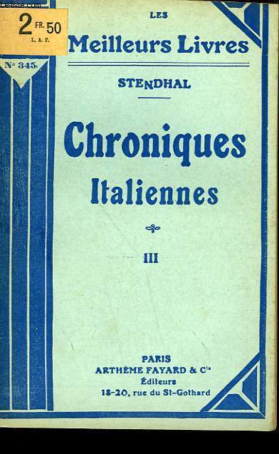 CHRONIQUES ITALIENNES - TOME 3