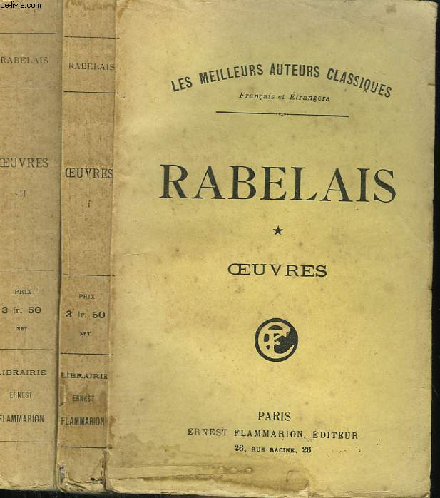LES CINQ LIVRES DE F. RABELAIS AVEC NOTES ET GLOSSAIRE. EN 2 TOMES.