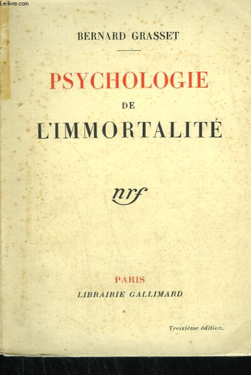 PSYCHOLOGIE DE L'IMMORTALITE.