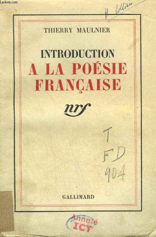 INTRODUCTION A LA POESIE FRANCAISE.