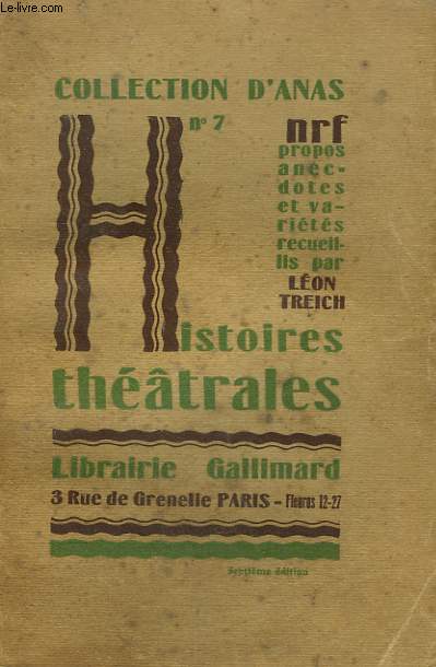 HISTOIRES THEATRALES. COLLECTION D'ANAS N 7