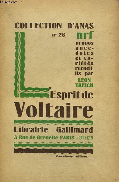 L'ESPRIT DE VOLTAIRE. COLLECTION D'ANAS N 26
