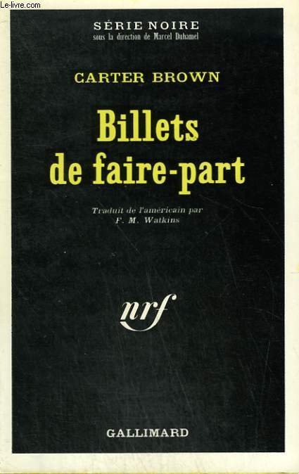 BILLETS DE FAIRE PART. COLLECTION : SERIE NOIRE N 1299