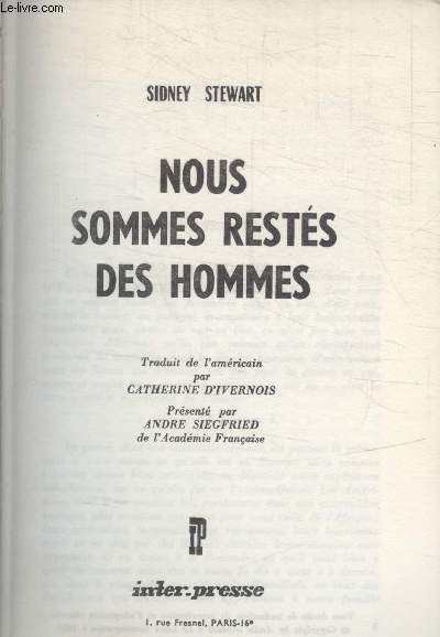 NOUS SOMMES RESTES DES HOMMES.