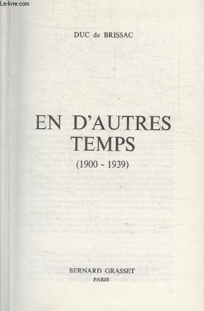 EN DAUTRES TEMPS. 1900 1939.