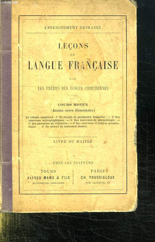 LECONS DE LANGUE FRANCAISE. COURS MOYEN. LIVRE DU MAITRE.