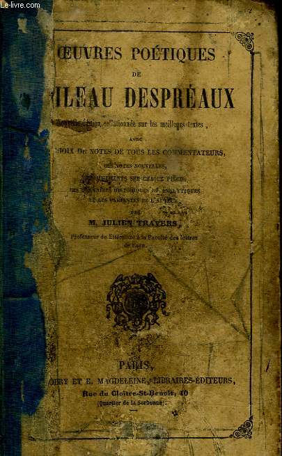 OEUVRES POETIQUES DE BOILEAU DESPREAUX.