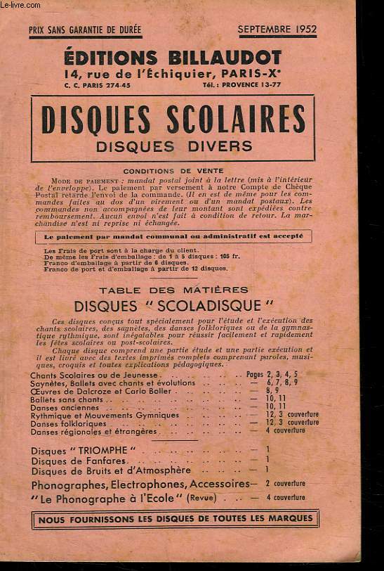 DISQUES SCOLAIRES. DISQUES DIVERS.