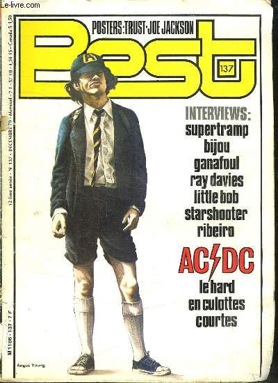 BEST N 137. 12 EM ANNEE. SOMMAIRE: SUPERTRAMP. CATHERINE RIBEIRO. JOE JACKSON...