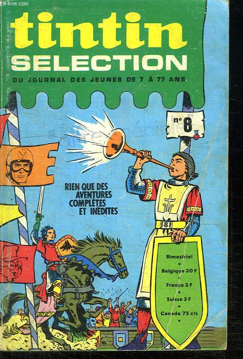 TINTIN SELECTION N 8. DU JOURNAL DES JEUNES DE 7 A 77 ANS.