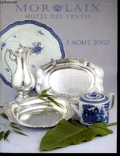 CATALOGUE DE VENTES AUX ENCHERES DU LUNDI 5 AOUT 2002 A 14. HOTEL DES VENTES. ARGENTERIE XIIII ET XIX SIECLE. CHINE. PORCELAINE EUROPEENNE. BIJOUX TABLEAUX. MOBILIER ART DECO...