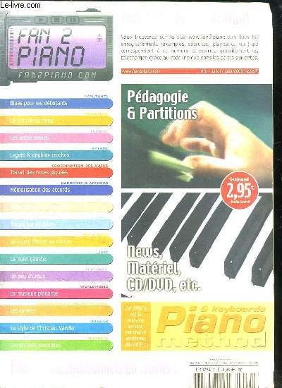 FAN 2 PIANO N 2. SOMMAIRE: DEBUTATS. TECHNIQUE. THEORIE. BLUES VARIETE...