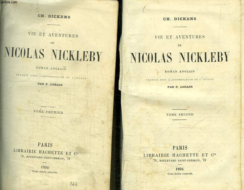 2 TIOMES. VIE ET AVENTURES DE NICOLAS NICKLEBY.