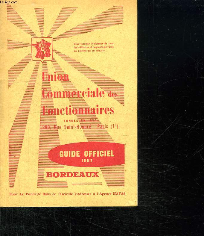 GUIDE OFFICIEL 1957. BORDEAUX.