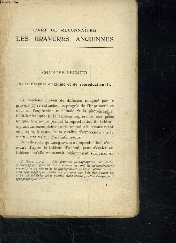 L ART DE RECONNAITRE LES GRAVURES ANCIENNES.