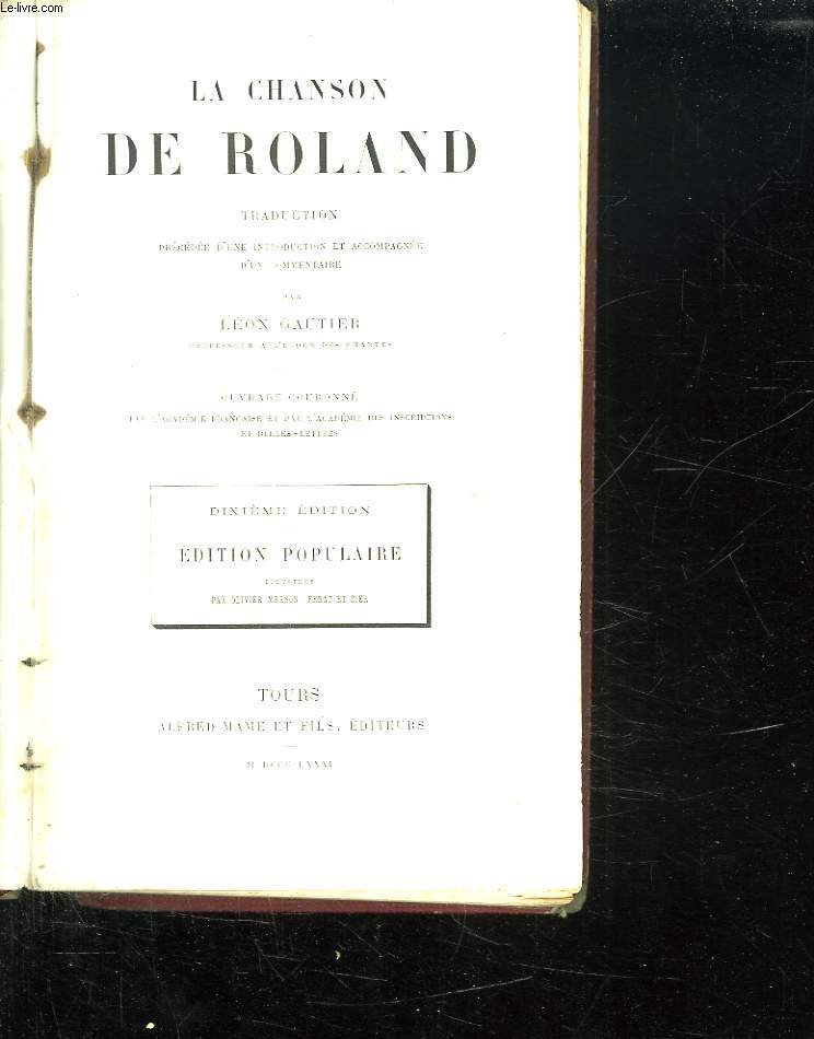 LA CHANSON DE ROLAND. 10em EDITION.