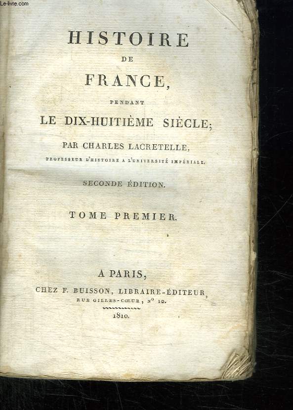 6 TOMES. HISTOIRE DE FRANCE PENDANT LE DIX HUITIEME SIECLE.