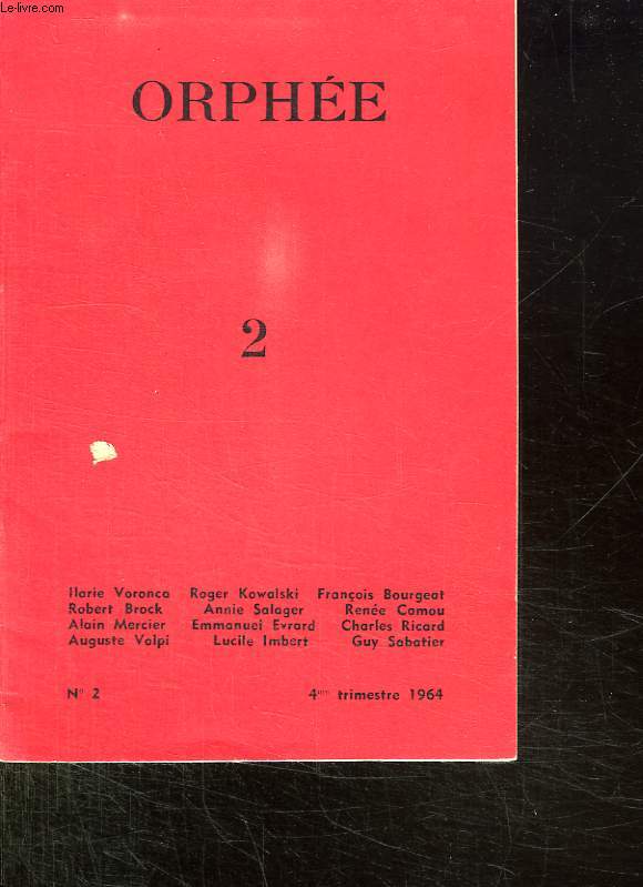 ORPHEE N 2 4em TRIMESTRE 1964. POESIE.