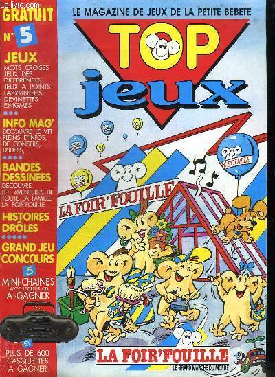 TOP JEUX N 5. SOMMAIRE: MOTS CROISES, JEUX A POINTS, INFO MAG, BANDE DESSINEE, HISTOIRES DROLES...