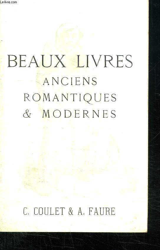 CATALOGUE BEAUX LIVRES ANCIENS ROMANTIQUES ET MODERNES.