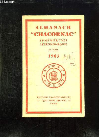 ALMANACH CHACORNAC 1983. EPHEMERIDES ASTRONOMIQUES.
