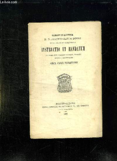INSTRUCTIO ET MANDATUM. TEXTE EN ITALIEN.