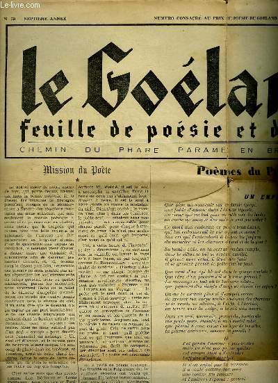 LE GOELAND N 59 OCTOBRE 1942. FEUILLE DE POESIE ET D ART.