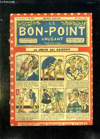 LE BON POINT N 435 DU 31 MARS 1921. LE SERUM QUI RAJEUNIT.