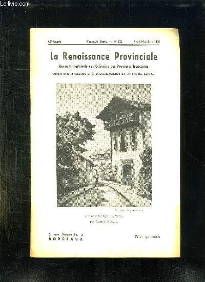 LA RENAISSANCE PROVINCIALE N 122 AVRIL MAI JUIN 1958 MAISON BASQUE A YERA...