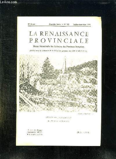 LA RENAISSANCE PROVINCIALE N 135 JUILLET AOUT SEPTEMBRE 1961. L EGLISE DE JOUY EN JOSAS PAR DUNOYER DE SEGONZAC...