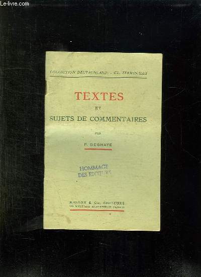 TEXTES ET SUJETS DE COMMENTAIRES.