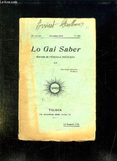 LO GAI SABER N 169 NOVEMBRE 1938.