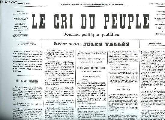 FAC SIMILE. LE CRI DU PEUPLE N 25 DU 28 MARS 1871.