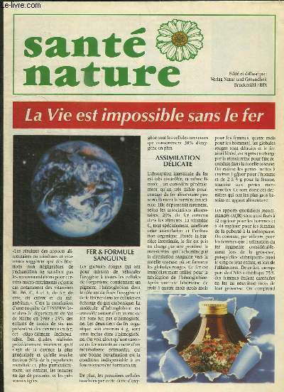 SANTE NATURE. LA VIE EST IMPOSSIBLE SANS LE FER.