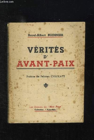 VERITES D AVANT PAIX.