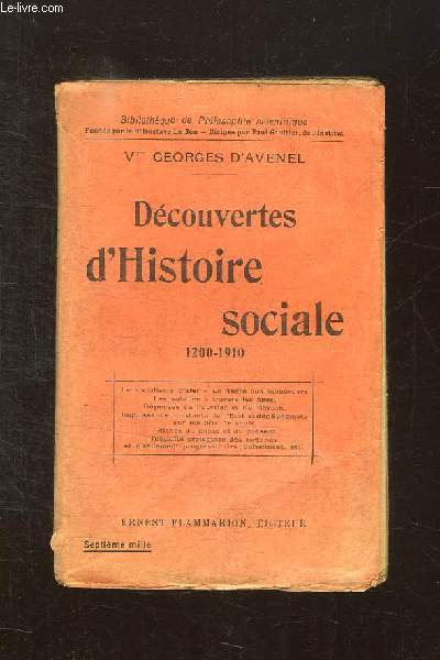 DECOUVERTES D HISTOIRE SOCIALE. 1200 - 1910.