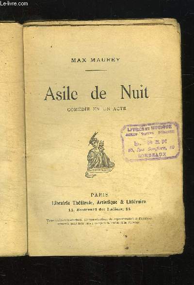 ASILE DE NUIT. COMEDIE EN UN ACYE.