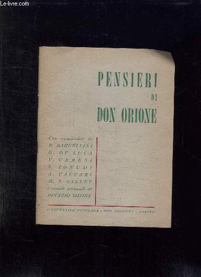 SETTE BRANI E RELATIVI COMMENTI CON RICORDI PRESONALI. TEXTE EN ITALIEN.