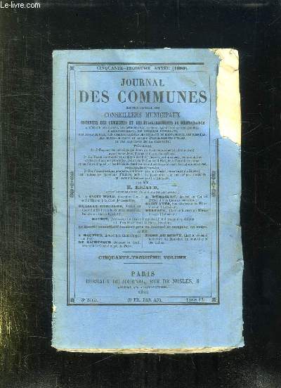 JOURNAL DES COMMUNES. TOME 53em.