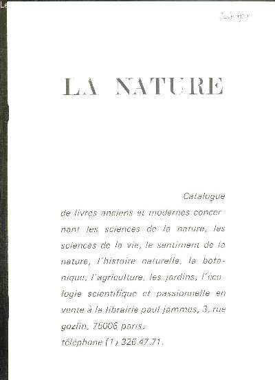CATALOGUE DE LIVRES ANCIENS ET MODERNES CONCERNANT LES SCIENCES DE LA NATURE.