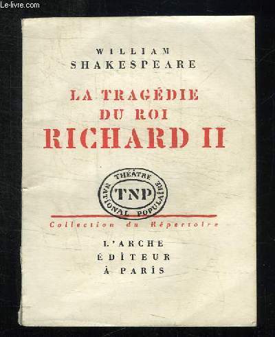 LA TRAGEDIE DU ROI RICHARD II.