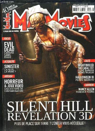 MAD MOVIES N 257 NOVEMBRE 2012.LE PLUS FORT DU CINEMA. SOMMAIRE: EVIL DEAD CABANE SANS ISSUE, SINISTER LA PEUR LA VRAIE, HORREUR ET JEUX VIDEO UNE HISTOIRE DE CONTAMINATION, HALLOWEEN III PEPITE MAUDITE...