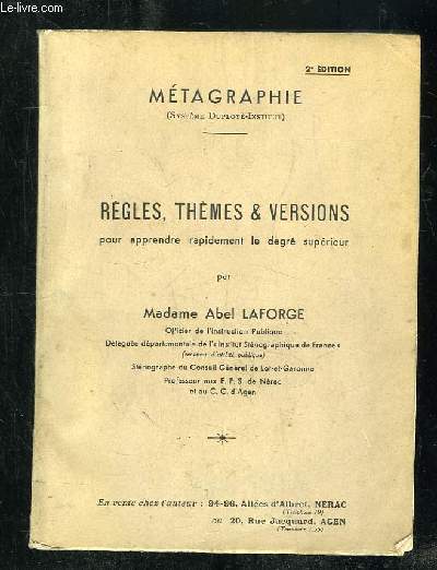 METAGRAPHIE . REGLES, THEMES ET VERSIONS. 2em EDITION.