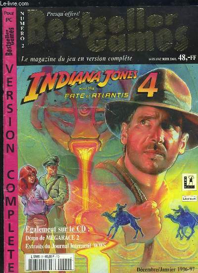 BESTSELLER GAMES N 2. LE MAGAZINE DU JEU EN VERSION COMPLETE. INDIANA JONES 4. INCOMPLET MANQUE LE CD ROM.
