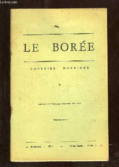LE BOREE N 1 MARS 1961. COURRIER NORDIQUE.
