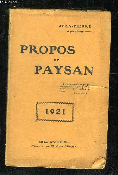 PROPOS DE PAYSAN 1921.