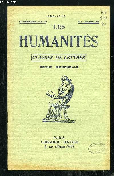 LES HUMANITES N 2 NOVEMBRE 1935. CLASSES DE LETTRES REVUE MENSUELLE.